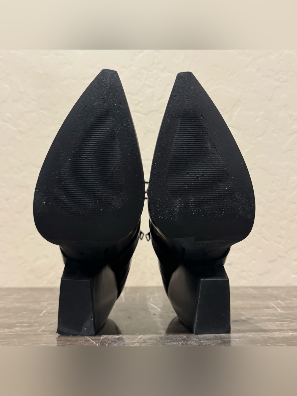AllSaints Bianca Point Toe Patent Leather Boots - Picture 10 of 13